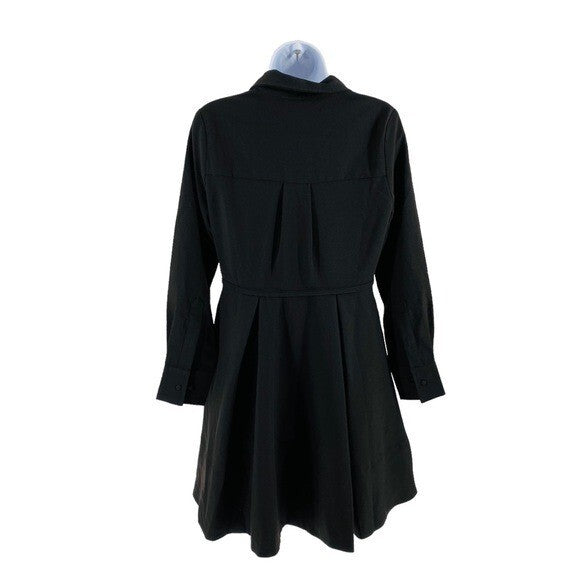 Pomander Place | NEW Black Annalise Long Sleeve Pleated Mini Dress Size S