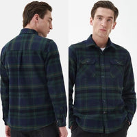 Barbour NEW Mens Snowcap Tailored Button Down Flannel Shirt Blue Green Size L