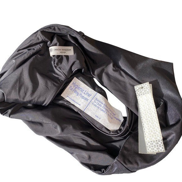 Devon Windsor Delilah Metallic Black High Waist Bikini Swim Bottom Size M NEW