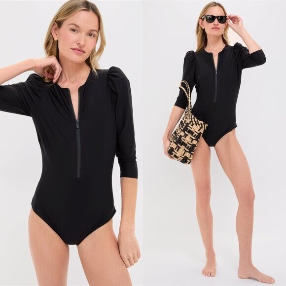 Stylest NEW Black Caviar Sculpting Puff Sleeve One Piece Swimsuit Size S