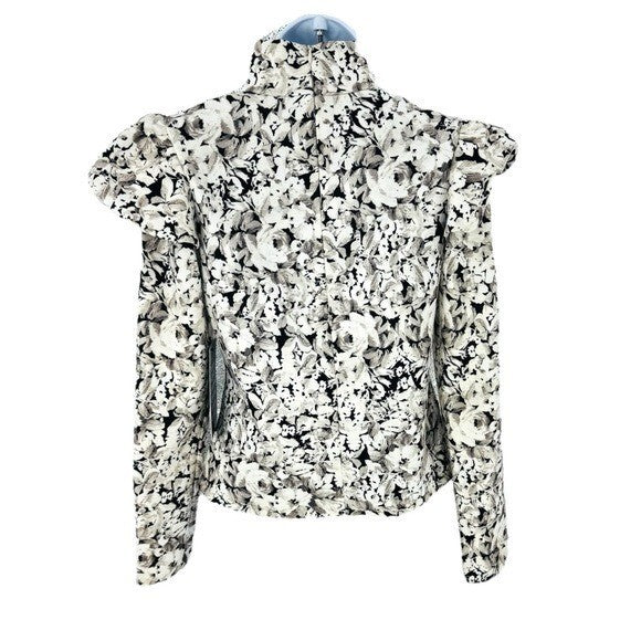 Tuckernuck NEW Gray Gardens Floral Long Sleeve Mock Neck Bowden Top Size S