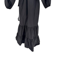 Tuckernuck NEW Black Lyles 3/4 Sleeve Belted Classic Cotton Maxi Dress Size L