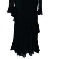 Tuckernuck NEW Black Sasha Long Sleeve Formal Ruffle Party Midi Dress Size XS