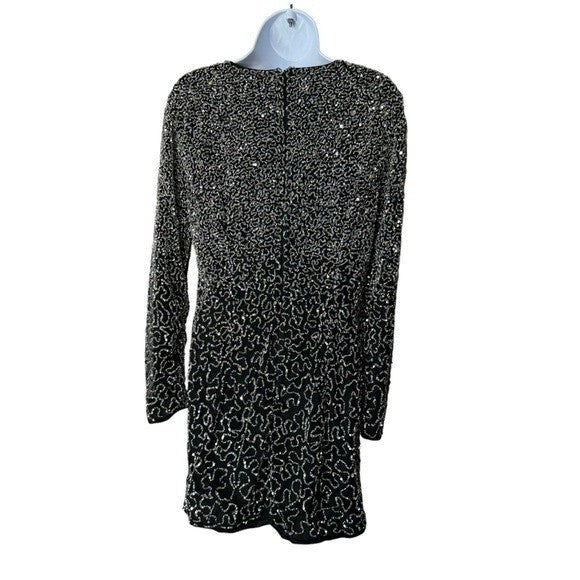 Retrofete NEW Nikki Sequins Long Sleeve Black Cocktail Party Mini Dress Size L