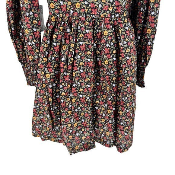 Hyacinth House NEW Black Multi Floral Spencer Long Sleeve Mini Dress Size S