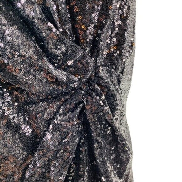 Petal & Pup | NEW Riri Sequin Cocktail V-Neckline Wrap Mini Dress Black Size L