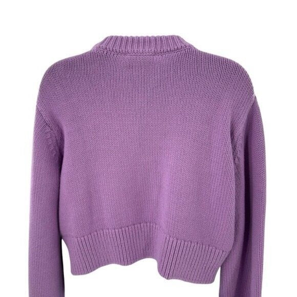 Tuckernuck NEW Lilac Purple Aiden Crewneck Cropped Cotton Knit Sweater Size M