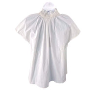 Pomander Place | NEW White Rae Ruffle Collar Short Sleeve Blouse Size S