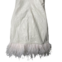 LAMARQUE | NWT Abella Leather feather Party Mini Dress in Bone Ivory Size XXS