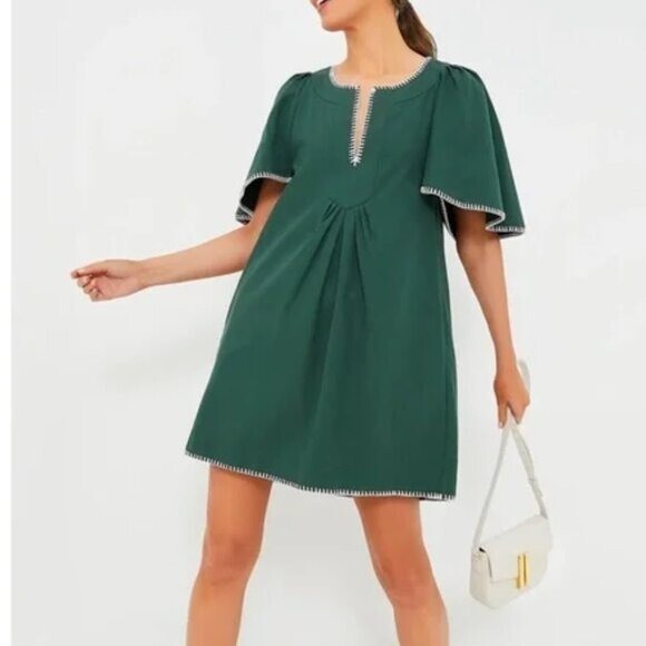 Pomander Place | NEW Green Stitch Finley Flutter Sleeve Mini Dress Size S