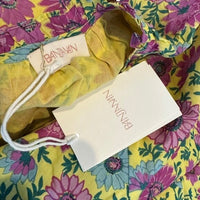 Banjanan NEW Poppy Puff Sleeve Daisy Floral Yellow Purple Maxi Dress Size M