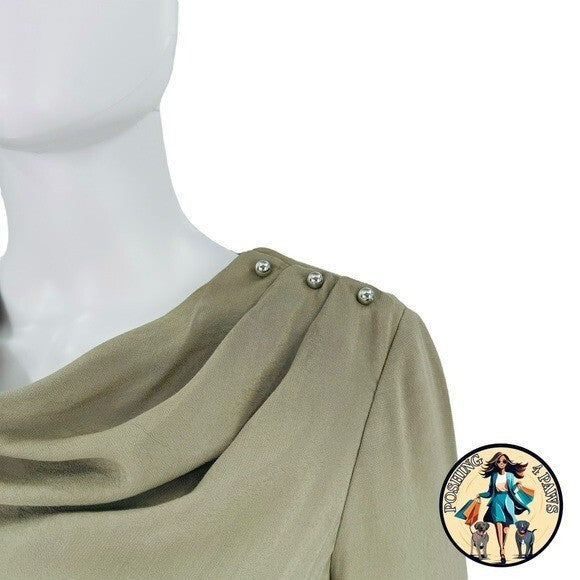 Jonathan Simkhai Bryanna Green Military Long Sleeve Formal Midi Dress Size 4