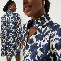 Tuckernuck NEW Blue Poppy Palmerston Drop Waist Long Sleeve Mini Dress Size L