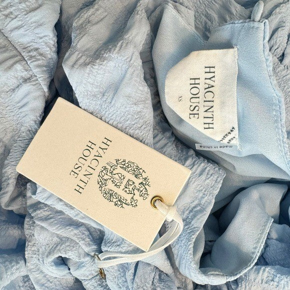 Hyacinth House NEW Blue Emersyn Textured Short Sleeve Party Mini Dress Size XS