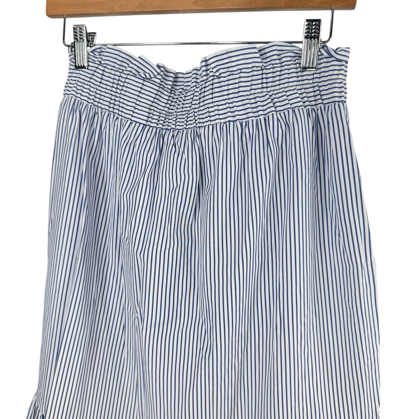 Tuckernuck NEW Blue White Eyelet Stripe Cinza Embroidered Midi Skirt Size XXL