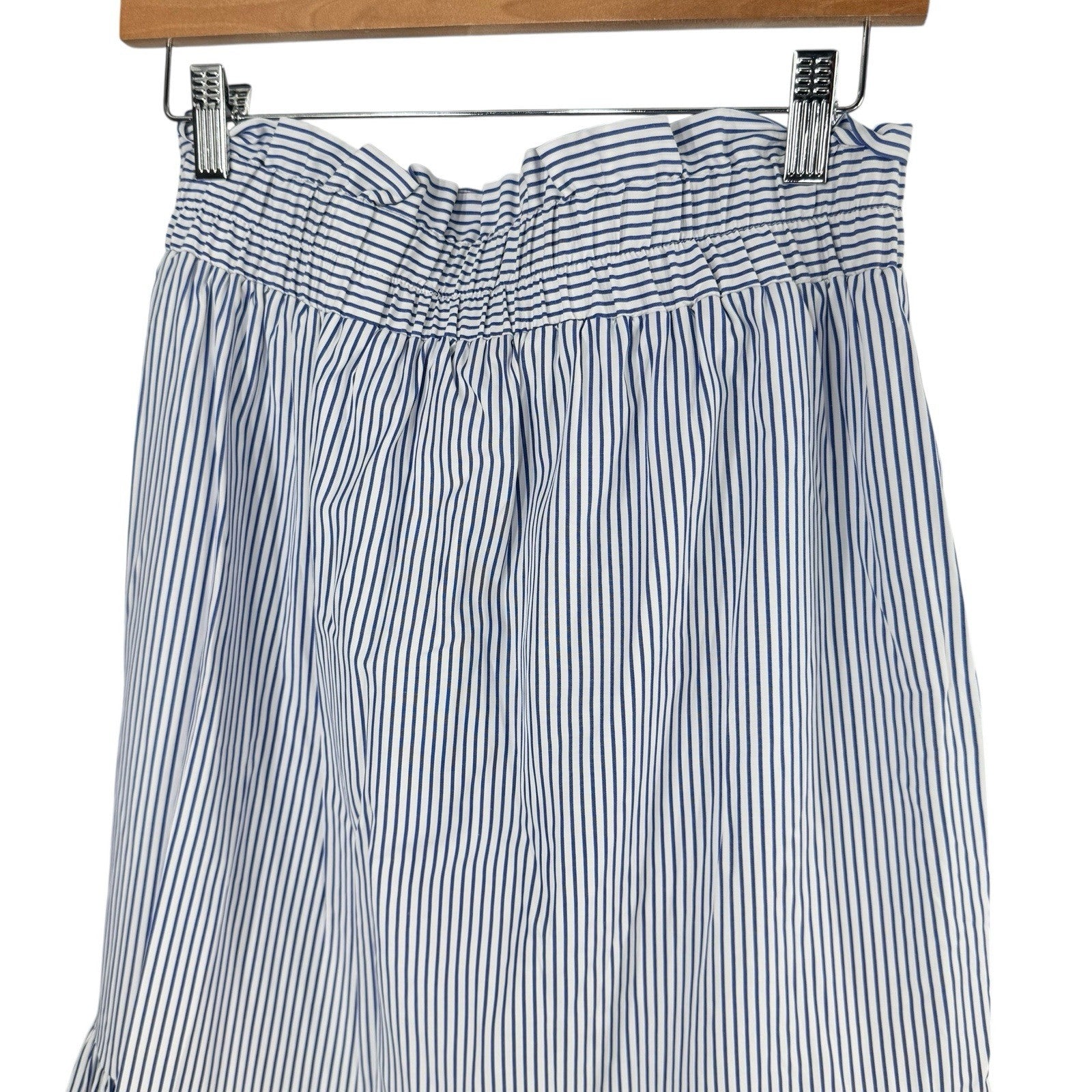 Tuckernuck NEW Blue White Eyelet Stripe Cinza Embroidered Midi Skirt Size XXL