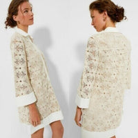 Tuckernuck NEW Tan Crochet Collier Collared Coastal Mini Dress Size L