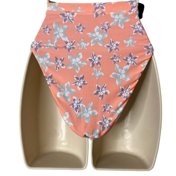 Becca French Cut Hi Leg Floral High Waist Bikini Swim Bottoms NEW Size L