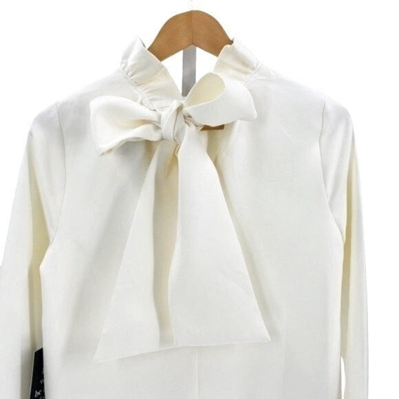 Tuckernuck | NEW Ivory Daphne Preppy Bow Tie 3/4 Sleeve Mini Dress Size XS