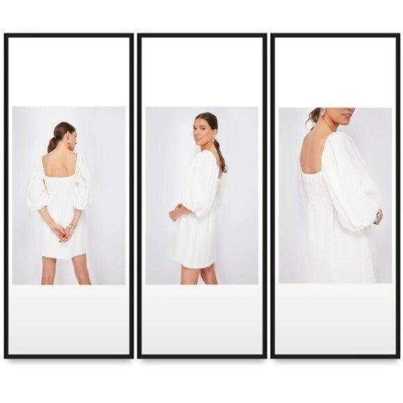 Tuckernuck NEW White Annie Linen Puff Sleeve Classic Smocked Mini Dress Size XS