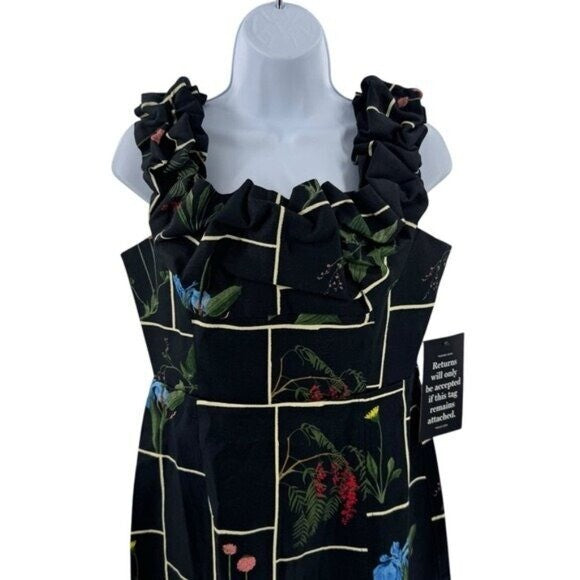 Tuckernuck NEW Black Fresher Buds Suze Floral Patchwork Denim Maxi Dress Size 2