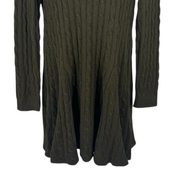 Polo Ralph Lauren NEW Green Cable Knit Long Sleeve Knee Length Casual Dress XL