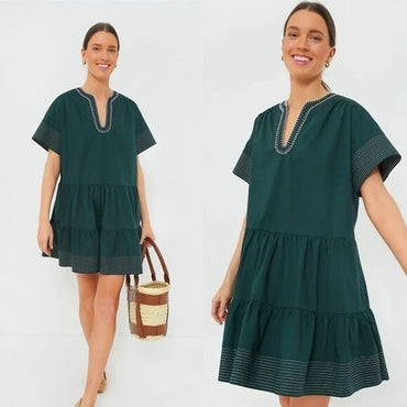 Tuckernuck NEW Pomander Place Evergreen Relaxed Fit Kinsley Mini Dress Size L