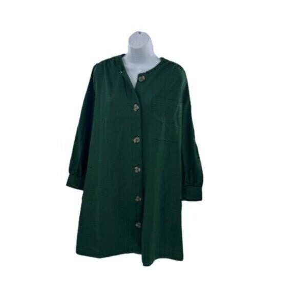 Tuckernuck NEW Dark Green Blake Long Sleeve Relaxed Fit Mini Dress Size XXS