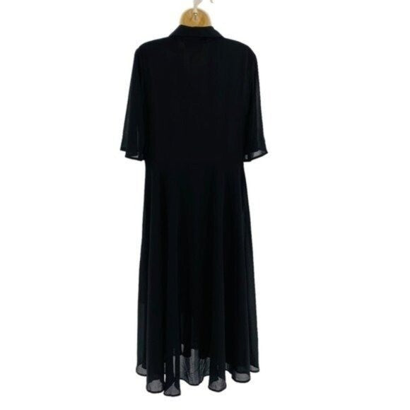 Pomander Place | NEW Black Maeve Classic Collared Shirt Maxi Dress Size Small