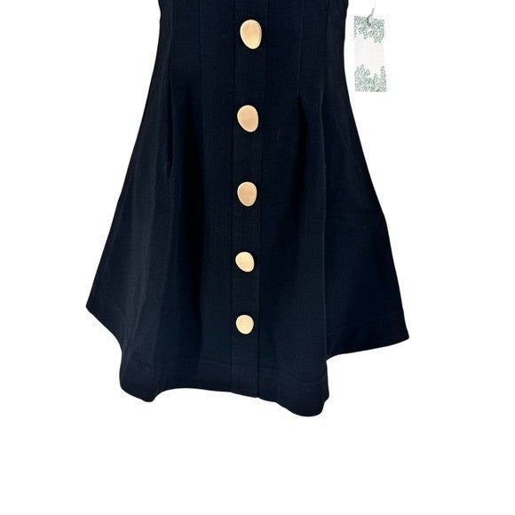 Hyacinth House NEW Black Emelia Short Puff Sleeve Fit and Flare Mini Dress XXS