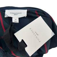 Pomander Place NEW Fraser Navy Plaid Ashlen Peplum Long Sleeve Blouse Top Size M