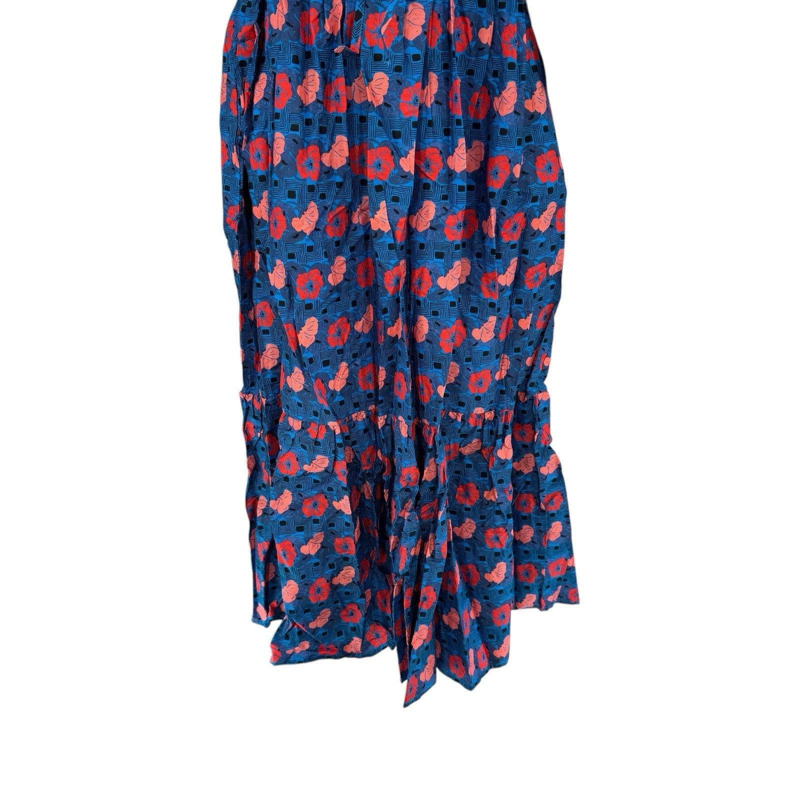 Tuckernuck NEW Retro Floral Mitchell Blue Red Empire Waist Maxi Dress Size XS