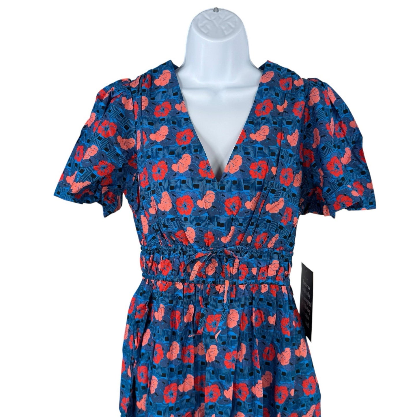 Tuckernuck NEW Retro Floral Mitchell Blue Red Empire Waist Maxi Dress Size XS