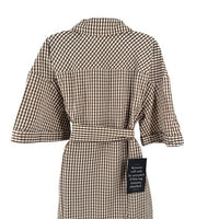 Pomander Place NEW Brown Gingham Seersucker Zacara Maxi Dress Size XL