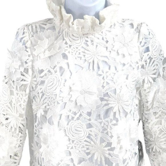 Tuckernuck NEW Blanc Guipure Lace Daphne Preppy Formal Mini Dress Size L