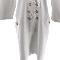 Tuckernuck | NEW White Ellington Three-quarter Sleeve Lace Up Mini Dress Size S