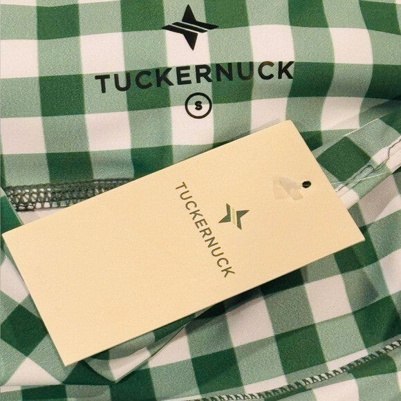Tuckernuck NEW Sport Trellis Gingham Green White Biker Athletic 6" Shorts Size S