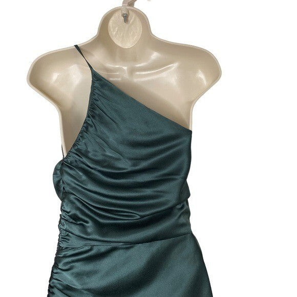 The Sei X REVOVLE NEW Green One Shoulder Silk Formal Cocktail Midi Dress Size 0