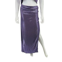 Camila Coelho NEW Marge Formal Metallic Cut Out Midi Dress in Lilac Size XL