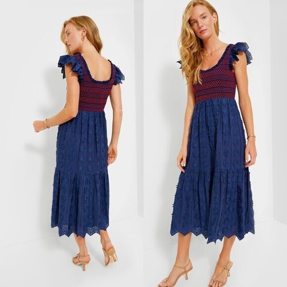 Tuckernuck NEW Navy Lace Mallie Embroidered Scoop Neck Maxi Dress Size XXL