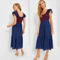 Tuckernuck NEW Navy Lace Mallie Embroidered Scoop Neck Maxi Dress Size XXL