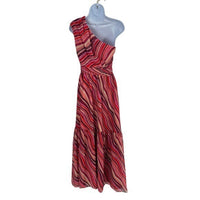 Tuckernuck NEW Pink Sunset Stripe Cadiz One Shoulder Formal Maxi Dress XS