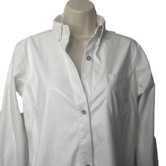 WeWoreWhat | Vegan Leather Boyfriend Shirt in Ivory Size XS