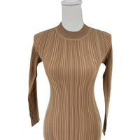 Petal and Pup NEW Milleri Long Sleeve Open Back Ribbed Dress in Camel Tan Size 6