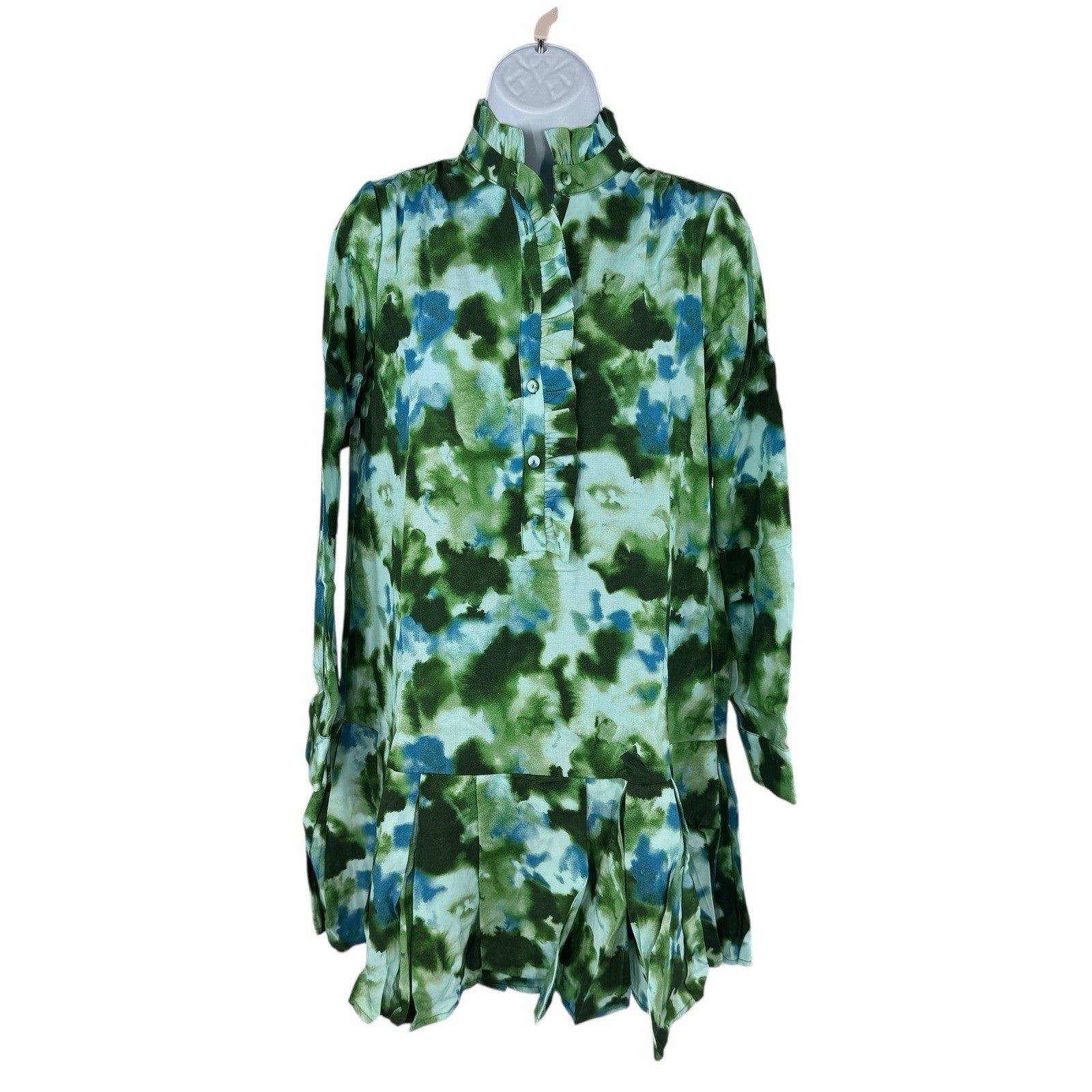 Tuckernuck NEW Deep Lagoon Tate Green Drop Waist Long Sleeve Mini Dress XS