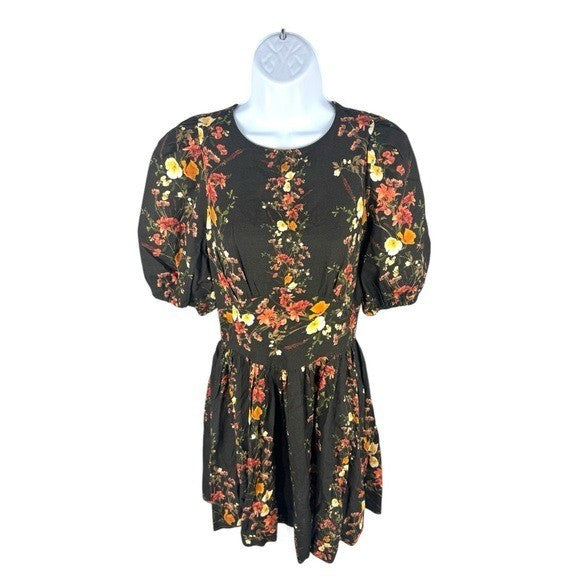 SAYLOR NEW Roseanne Puff Sleeve Floral Bohemian Feminine Classic Mini Dress S