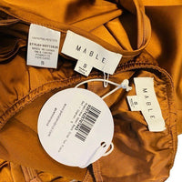 Mable x Petal and Pup NEW Angelique Open Back Satin Cognac Matching Set Size S