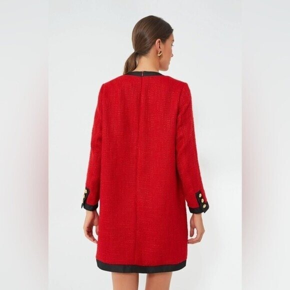 Tuckernuck NEW Red Coco Tweed Long Sleeve Retro Preppy Mini Dress Size L