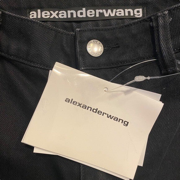 Alexander Wang NEW Fly High Waist Slim Stacked Jean in Washed Black Size 25