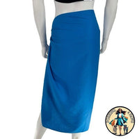 AEXAE Linen Wrap Beach Sarong Swim Cover Up Midi Skirt Pareo Ibiza Blue One Size